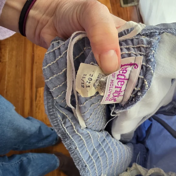 Vintage 70s Frederick's of Hollywood Tiered Denim Dress Medium w Lace Straps - Picture 8 of 9